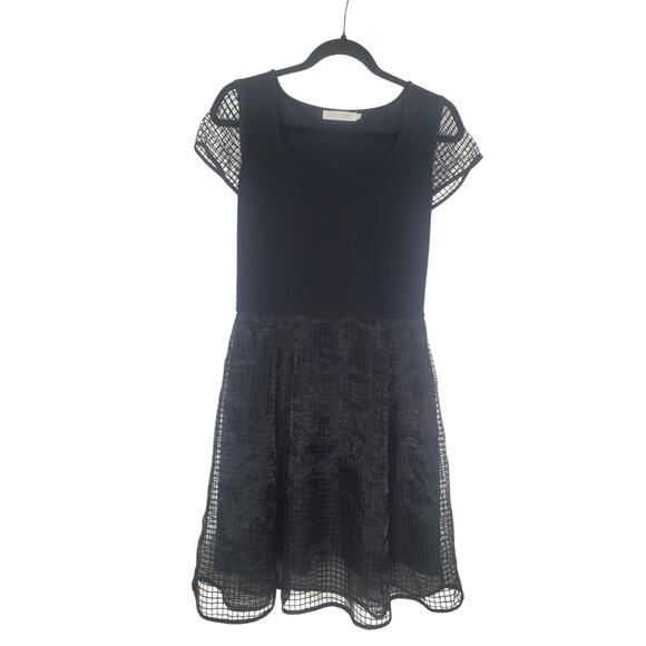 Anne Fontaine dress Sz 38 Checked Transparent short sleeves and skirt w/lining - Picture 1 of 7